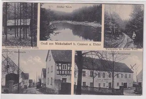 59302 Mehrbild Ak Gruß aus Nickelsdorf b. Crossen a. Elster Gasthof usw. 1924