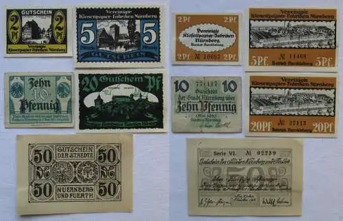 5 Banknoten Notgeld Stadt Nürnberg 1918/1921 (101436)