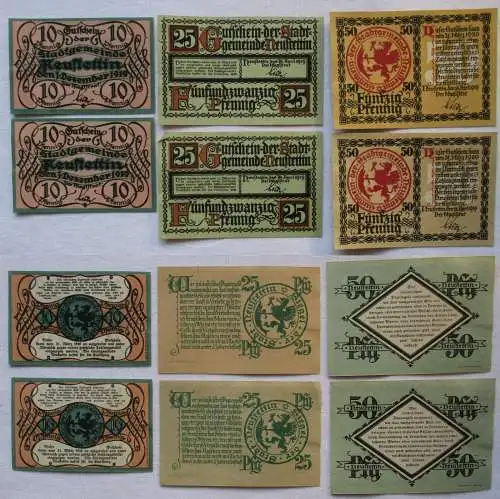 6 Banknoten Notgeld Stadt Neustettin 1919 (105010)
