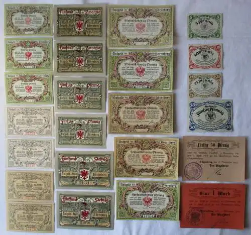 24 Banknoten Notgeld Stadt Nörenberg Ińsko 1918/1920 (108294)