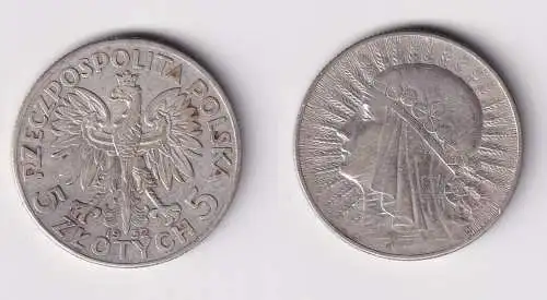 Silbermünze Polen 5 Zloty/Złotych 1932 Königin Hedwig von Anjou Jadwiga (169634)