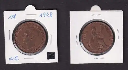 1 Penny Kupfer Münze Großbritannien 1948 Georg VI. (160740)