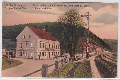 93495 Ak Gasthof Scheergrund an der Bahnlinie Leipzig Döbeln 1910