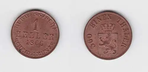 1 Heller Kupfer Münze Hessen Kassel 1866 PP Rarität (130913)