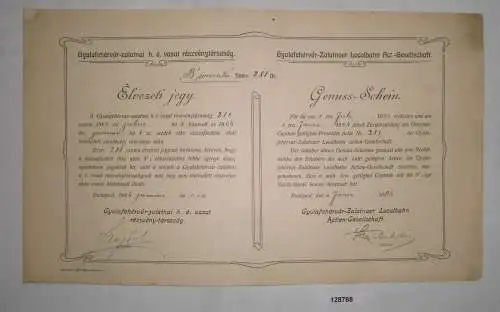 Genuss-Schein Gyulafehérvár-Zalatnaer Localbahn AG Budapest 1.Jan. 1904 (128788)