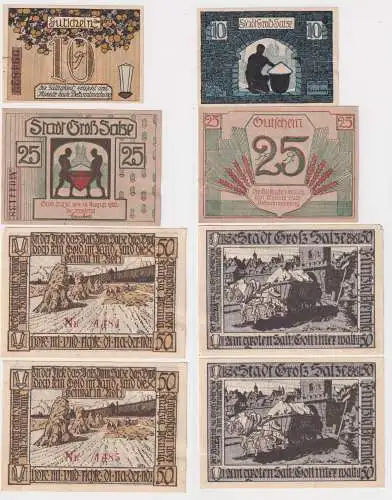 4 Banknoten Notgeld der Stadt Groß Salze (Wieliczka) 1920 (150936)