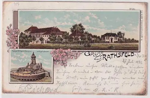 60345 AK Gruss aus Rathsfeld - Kaiser-Wilhelm-Denkmal, Verlag H.Leistenschneider
