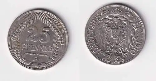 25 Pfennig Nickel Münze Deutsches Reich 1910 A, Jäger 18 (130145)