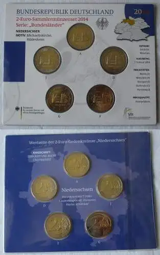 BRD 2 Euro-Gedenkmünzenset 2014 Stg. Bundesländer Niedersachsen (159813)   