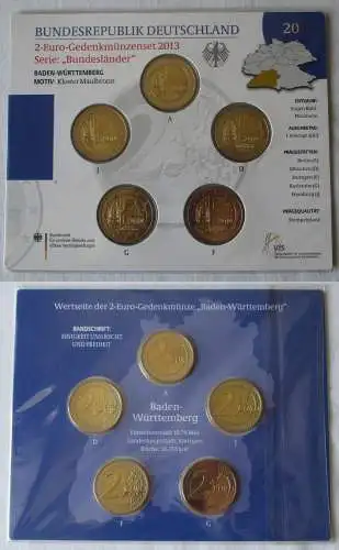 BRD 2 Euro-Gedenkmünzenset 2013 Stg. Bundesländer Baden Württemberg (159686)   