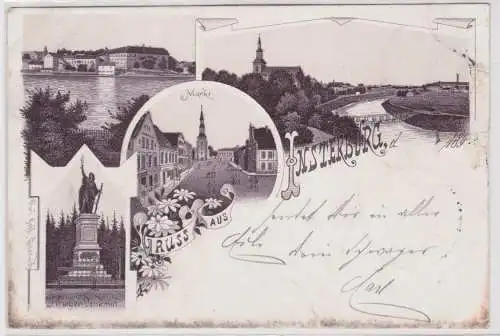902114 Ak Lithographie Gruß aus Insterburg Tschernjachowsk Kriegerdenkmal usw. 