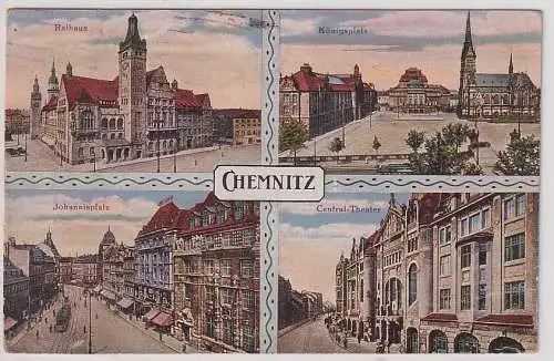 906321 Mehrbild Ak Chemnitz Rathaus Königsplatz Johannisplatz Theater 1920