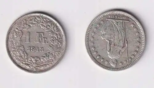 1 Franken Silber Münze Schweiz 1943 ss (147246)