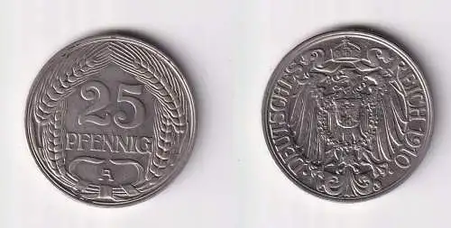 25 Pfennig Nickel Münze Deutsches Reich 1910 A, Jäger 18 (122704)
