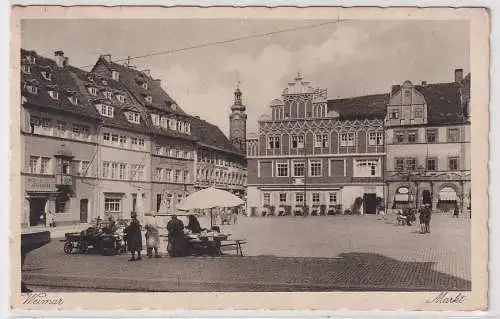 41419 AK Weimar - Markt mit Apotheke, Weinhandlung und Geschäften 1929
