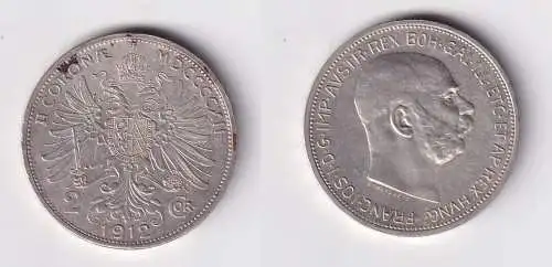 2 Kronen Silber Münze Österreich 1912 vz (143673)