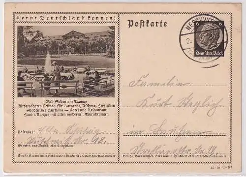12941 Ganzsache Lernt Deutschland kennen! Bad Soden am Taunus 1937