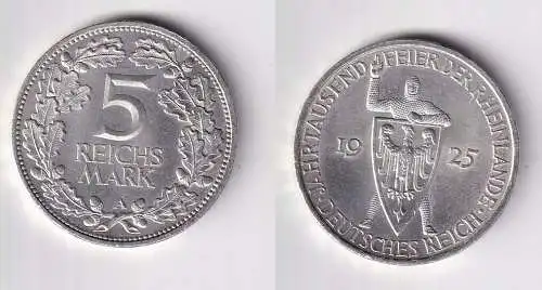 5 Mark Silber Münze Jahrtausendfeier Rheinland 1925 A vz+ (137775)