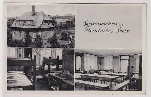 42879 Ak Gemeinschaftsheim Reudnitz / Greiz - Schlafraum, Tagesraum 1937