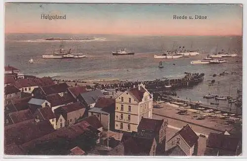 74709 Ak Helgoland Reede u. Düne 1918