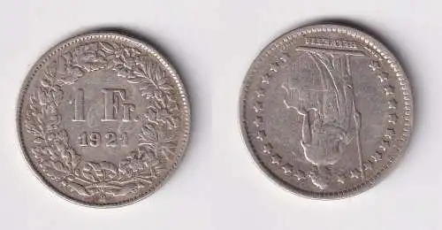 1 Franken Silber Münze Schweiz 1921 ss (149215)