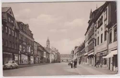 26243 AK Großenhain - Frauenmarkt, Straßenansicht mit Geschäften Saxonia 1958