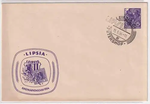 96689 Ganzsachen Brief Lipsia Briefmarkenschau Leipzig 1954 + Sonderstempel