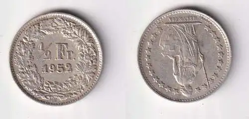 1/2 Franken Silber Münze Schweiz 1952 B ss (103430)