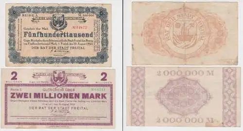 2 Banknoten Inflation Rat der Stadt Freital 1923 (145164)