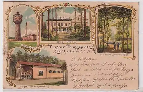 17344 Ak Lithografie Truppen-Übungsplatz Zeithain Wasserwerk Aresthaus usw. 1901