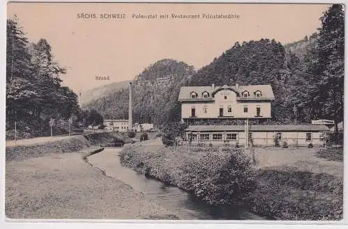 69802 Ak Sächs. Schweiz Polenztal mit Restaurant Frinztalmühle 1943