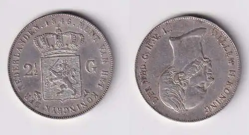 2 1/2 Gulden Silber Münze Niederlande 1846 ss (137951)