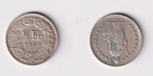 1/2 Franken Silber Münze Schweiz 1950 B ss (102659)