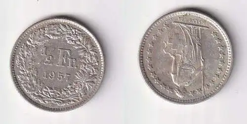 1/2 Franken Silber Münze Schweiz 1957 B ss (108493)