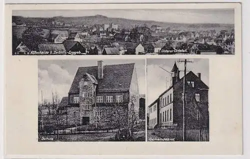 38704 AK Kühnhaide b. Zwönitz - Unterer Ortsteil, Schule und Gemeindeamt 1942
