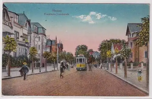 31489 AK Hanau - Frankfurter Landstraße, Straßenansicht mit Straßenbahn 1923