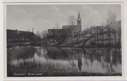 99548 AK Rüdigsdorf Borna-Land - Teichpartie mit Kirche 