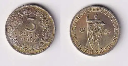 3 Mark Silber Münze 1000 Feier der Rheinlande 1925 A ss (146210)