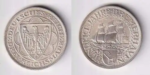 3 Mark Silber Münzen Hundert Jahre Bremerhaven 1927 A f.vz (147279)