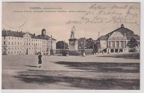 95150 AK Cassel - Friedrichsplatz, Museum, Palais, Theater, Denkmal 1913