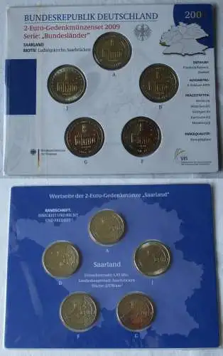 BRD 2 Euro-Gedenkmünzenset 2009 Stg. Bundesländer Saarland (159678)   