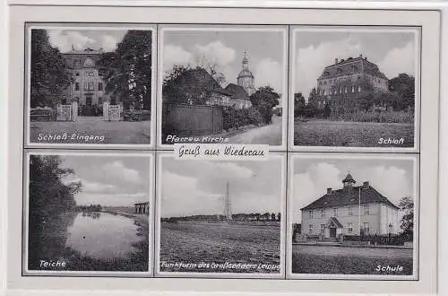 11489 Mehrbild Ak Gruß aus Wiederau Funkturm, Schloß, Schule usw. um 1940