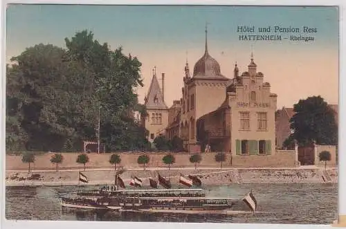 49012 Ak Hattenheim Rheingau Hotel und Pension Ress 1922