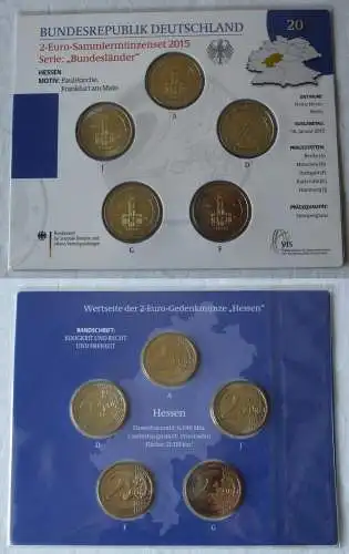 BRD 2 Euro-Gedenkmünzenset 2015 Stg. Bundesländer Hessen (159673)   