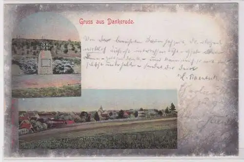 900870 AK Gruss aus Dankerode - Totalansicht, Kriegerdenkmal 