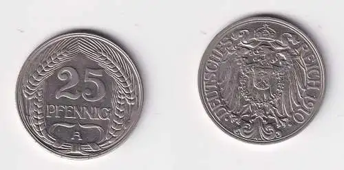 25 Pfennig Nickel Münze Deutsches Reich 1910 A, Jäger 18 (122435)