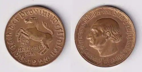 50 Millionen Mark Notgeld der Provinz Westfalen 1923 Jäger N 23a ss+ (124802)