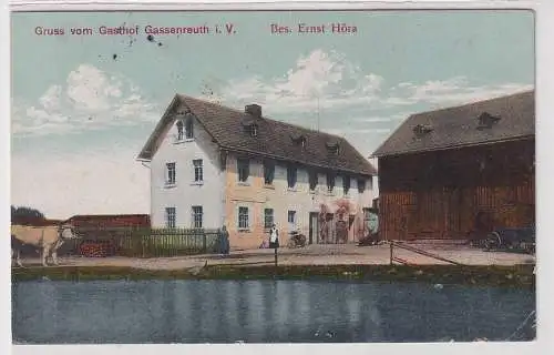 14213 AK Gruss vom Gasthof Gassenreuth im Vogtland Besitzer Ernst Höra 1923