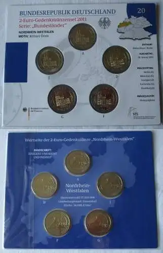 BRD 2 Euro-Gedenkmünzenset 2011 Stg. Bundesländer Nordrhein Westfalen(159966)   
