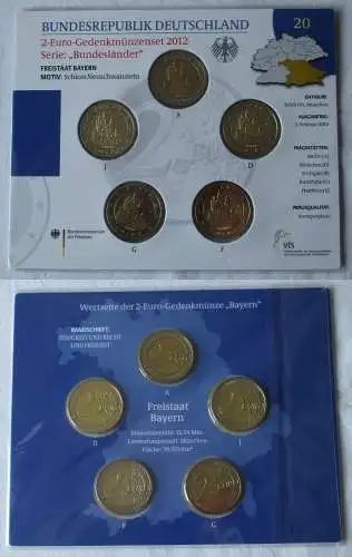 BRD 2 Euro-Gedenkmünzenset 2012 Stg. Bundesländer Bayern (159952)   